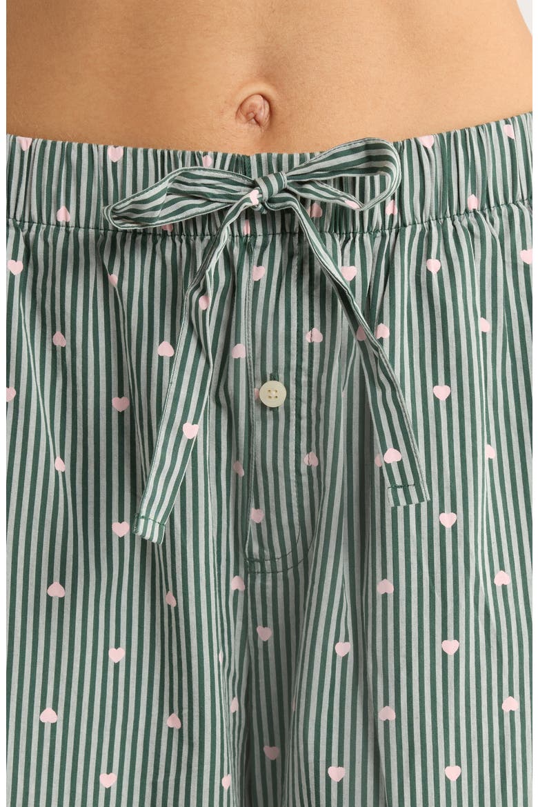 Classic Cotton Pajamas, Alternate, color, GREEN- PINK HEART STRIPE