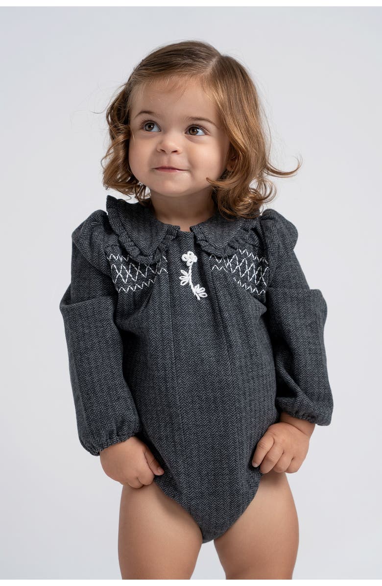 Space Grey Herringbone Stretch Bubble Dress, Alternate, color, Black