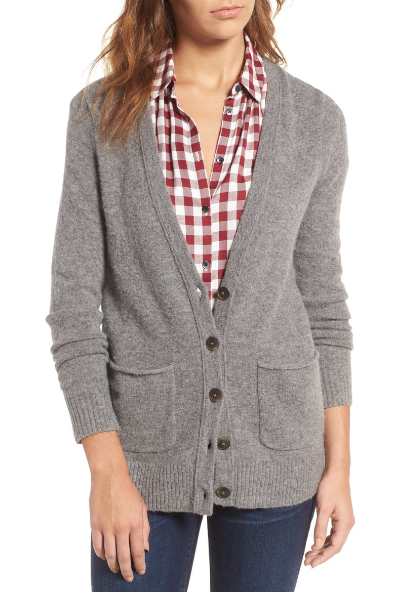 Cozy Boyfriend Cardigan, Alternate, color, HEATHER MEDIUM GREY