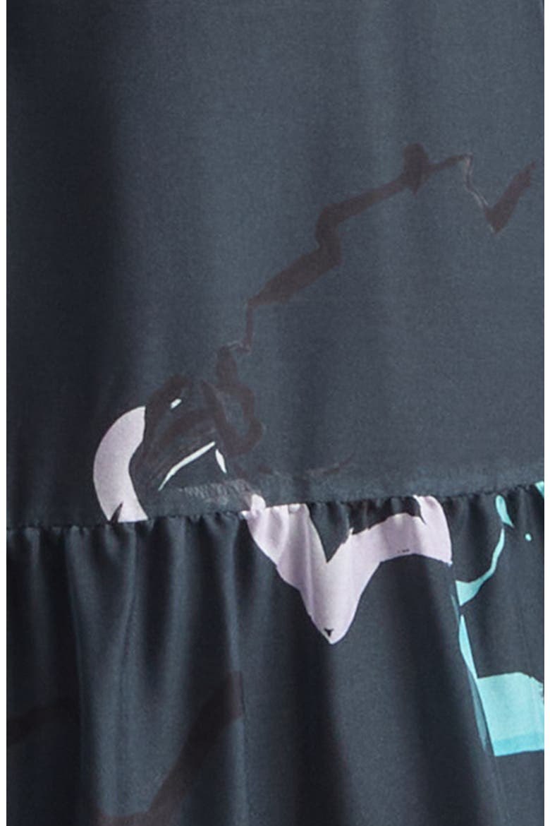 Silk Tiered Midi Dress, Alternate, color, NAVY