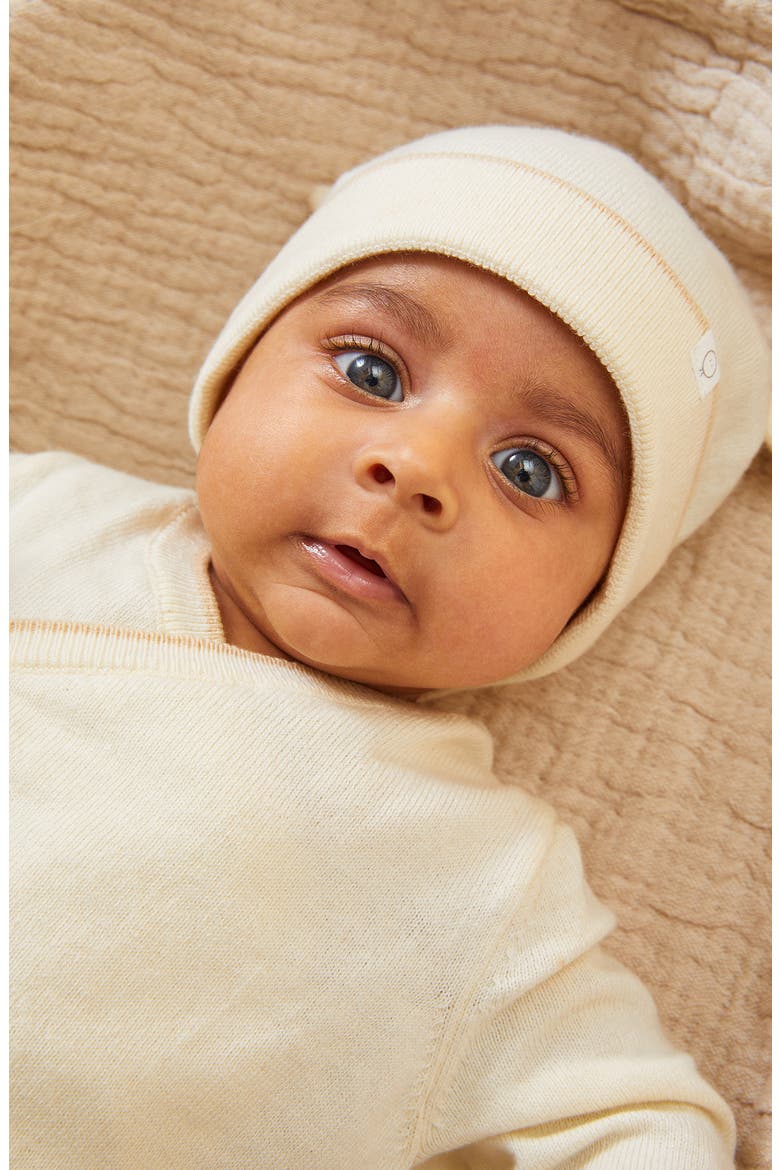 Footed Sweater Romper & Hat Set, Alternate, color, CREAM