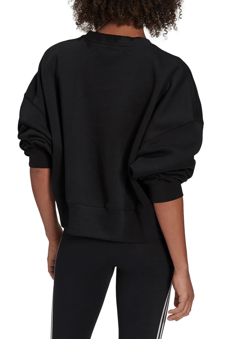 Originals Trefoil Crewneck Sweatshirt, Alternate, color, BLACK