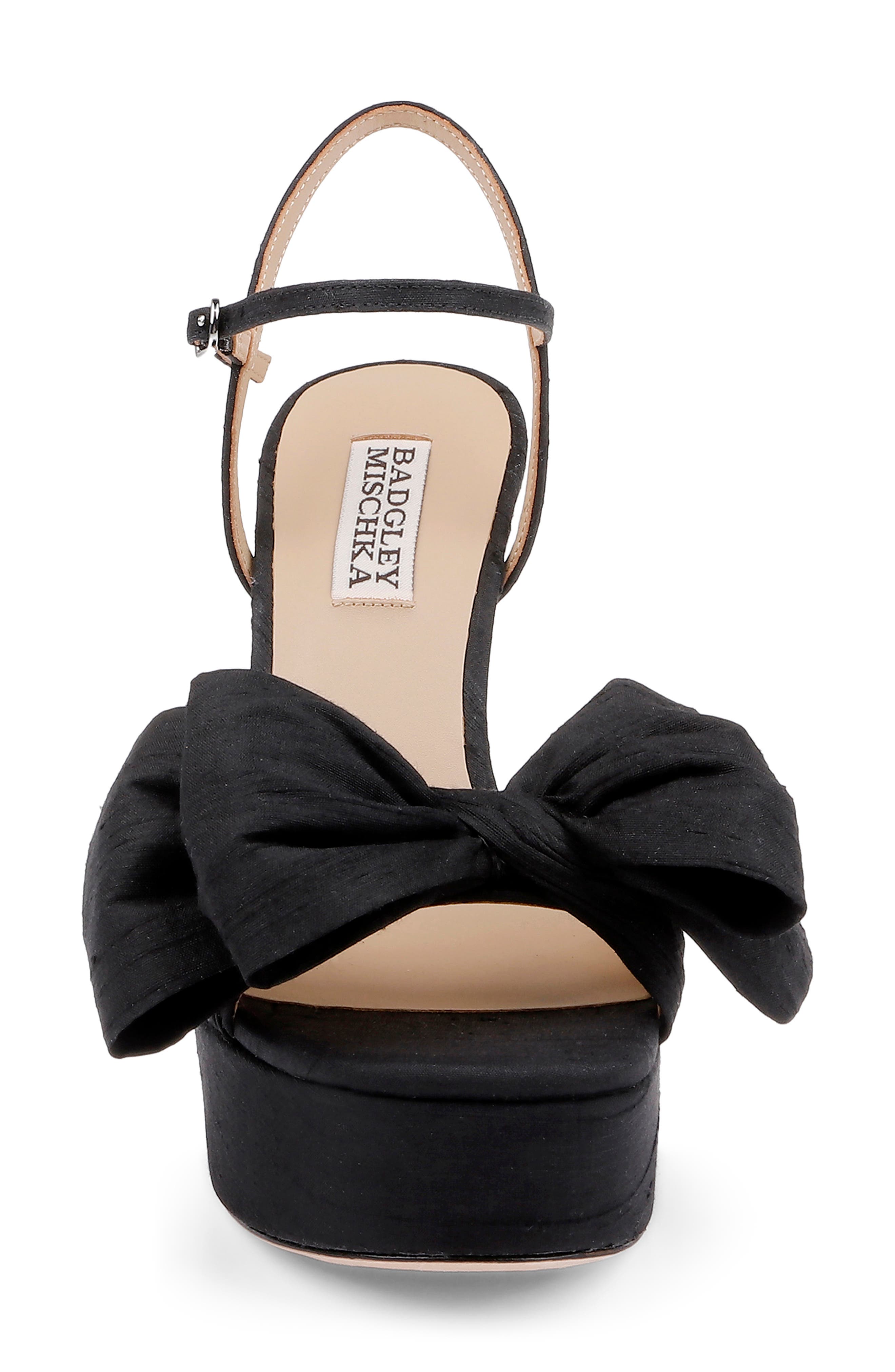 BADGLEY MISCHKA Olivia Platform Ankle Strap Sandal, Alternate, color, Black Silk