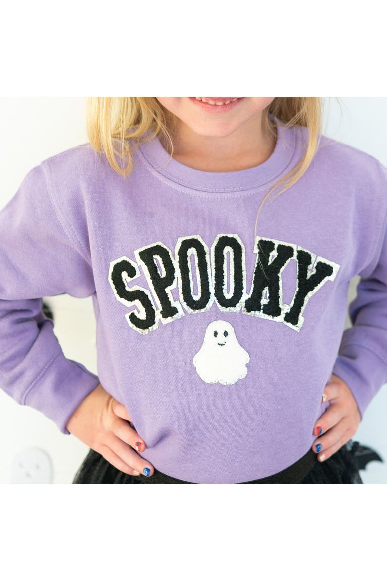 Spooky Ghost Patch Halloween Sweatshirt, Alternate, color, Lavender