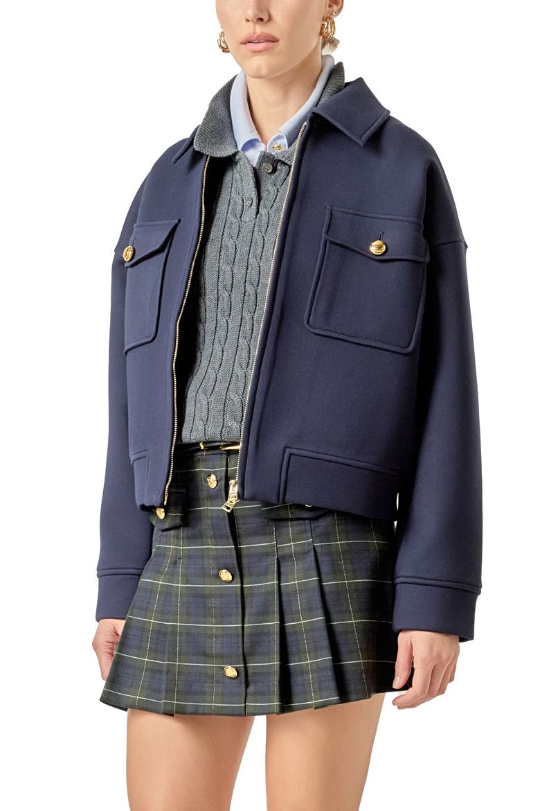 Twill Bomber Jacket, Alternate, color, NAVY