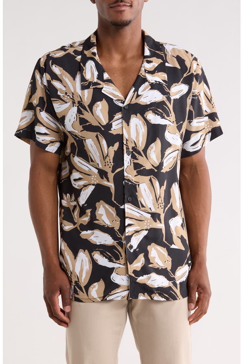 Beach Camp Shirt, Main, color, BLACK