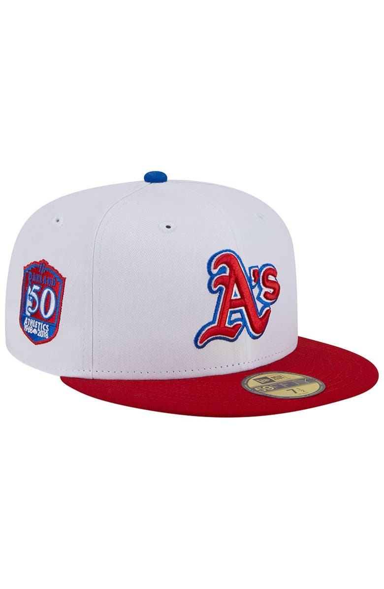 New Era Men's New Era White/Red Oakland Athletics Undervisor 59FIFTY Fitted Hat, Alternate, color,