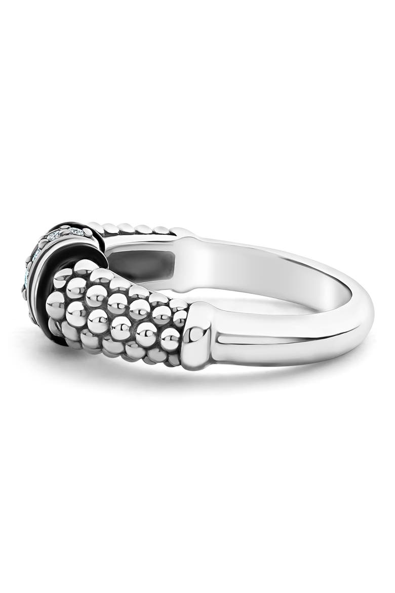 Black Caviar Diamond Small Link Ring, Alternate, color, BLACK