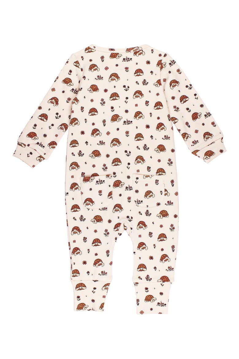 Print Organic Cotton Romper, Alternate, color, TINY TORTOISE