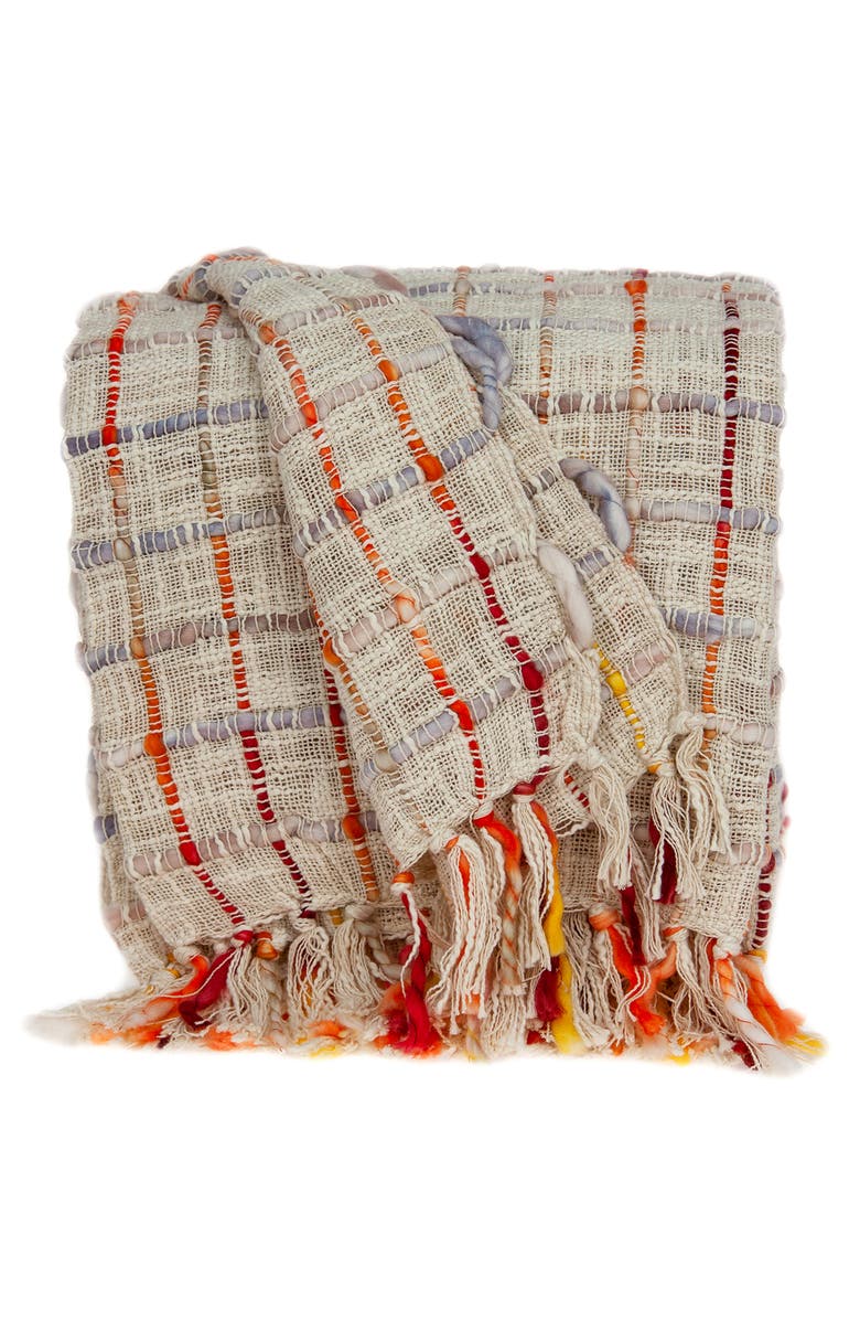 PARKLAND COLLECTION Adlily Transitional Multicolored Handloomed Cotton Throw - 52" x 67", Main, color, Multi