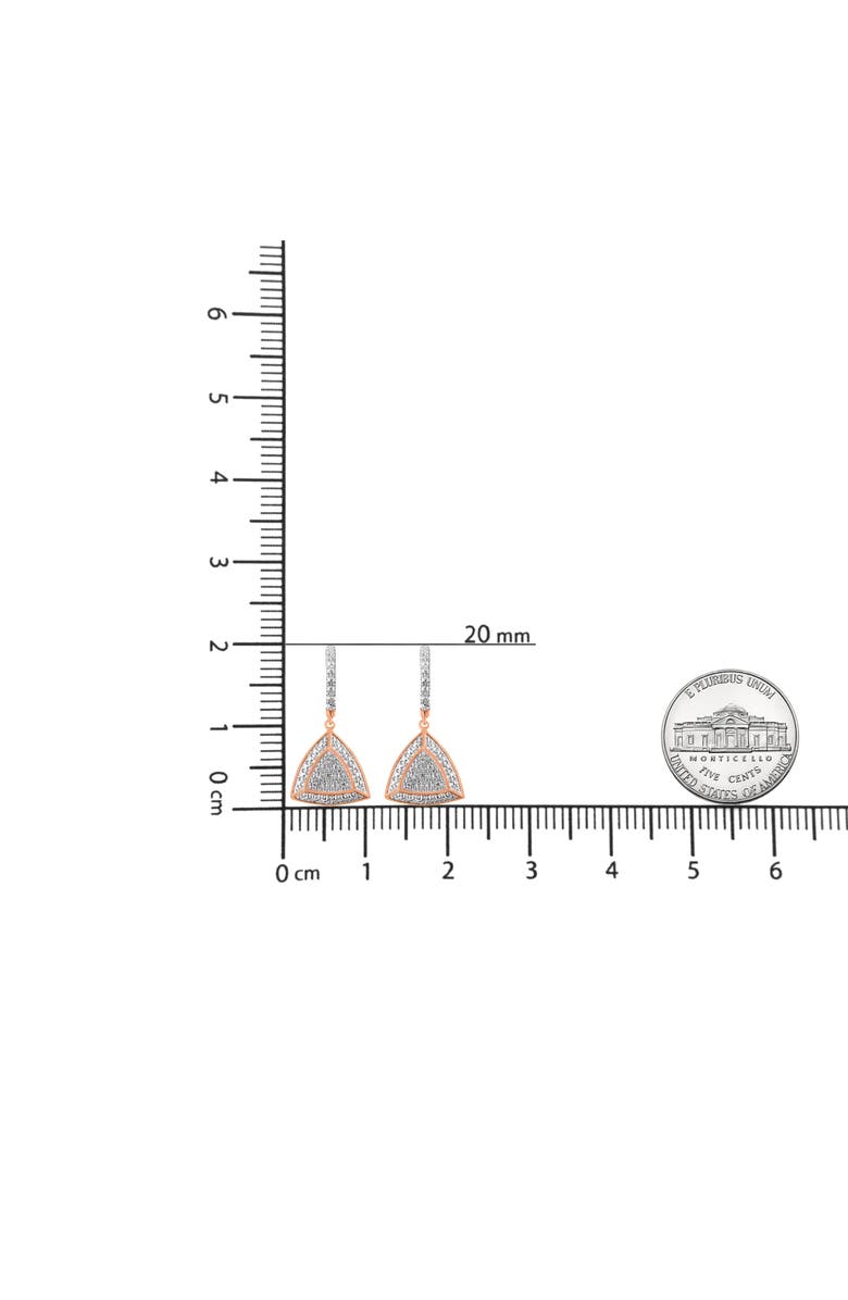 Haus of Brilliance 10K Rose Gold Plated Silver Round Diamond Fashion Dangle Earrings, Alternate, color, Pink