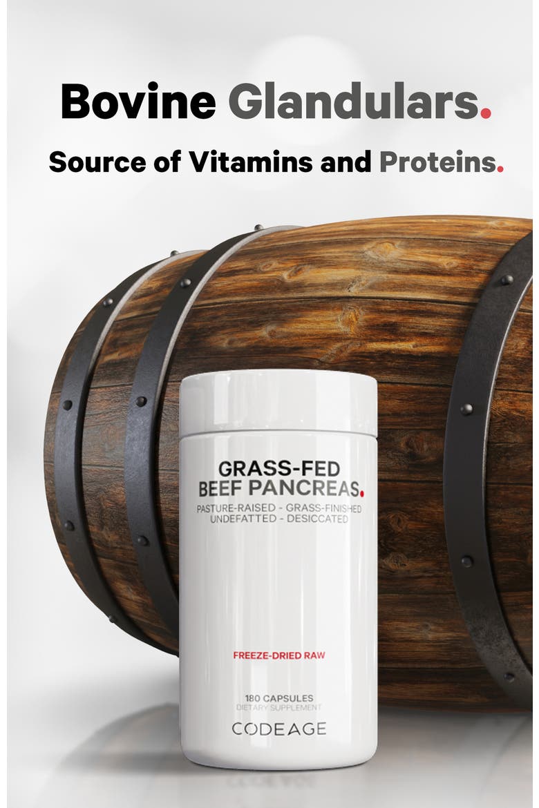Grass-Fed Beef Pancreas Glandular Supplement, Alternate, color, White