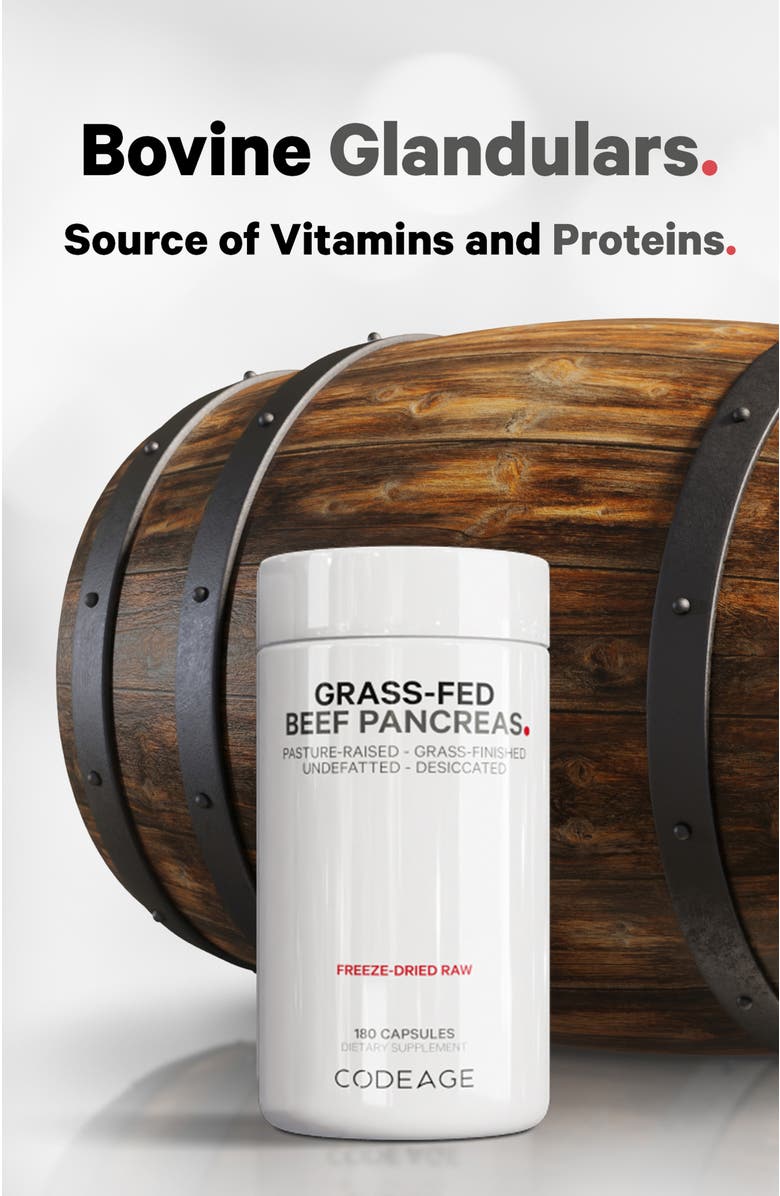 Codeage Grass-Fed Beef Pancreas Glandular Supplement, Alternate, color, White