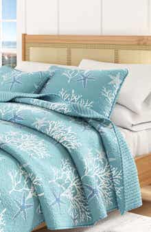 Woven & Weft Coral Starfish Reversible Microfiber Quilt Set