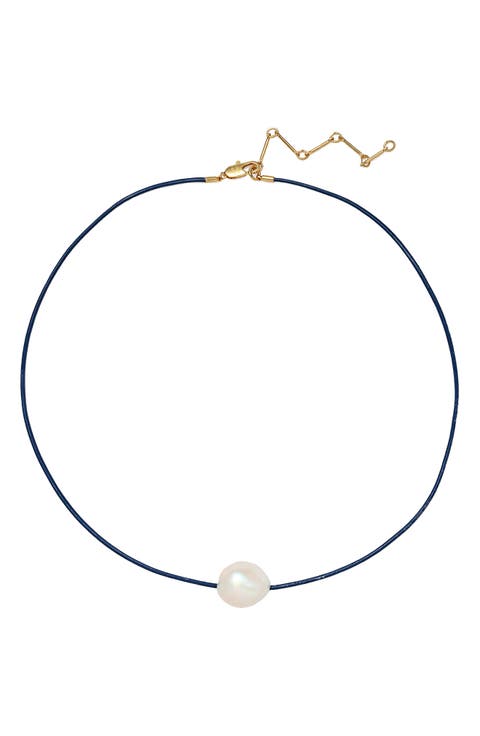 Freshwater Pearl Leather Cord Necklace