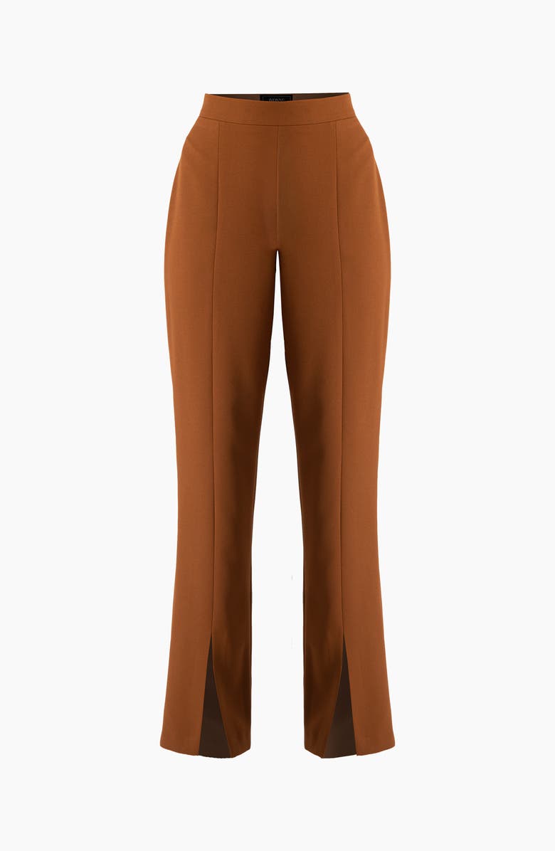 IVONNE Straight-Leg Trousers with Leg Slits, Alternate, color, Brown