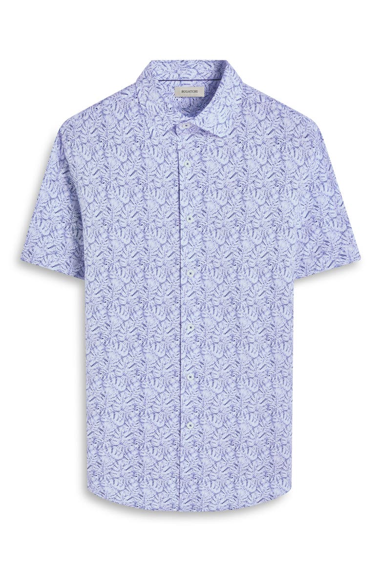 Miles OoohCotton® Leaf Print Short Sleeve Button-Up Shirt, Alternate, color, NAVY