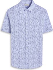 Bugatchi Miles OoohCotton® Leaf Print Short Sleeve Button-Up Shirt