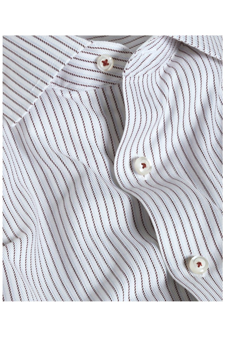 Trim Fit Stripe Cotton & Cashmere Dress Shirt, Alternate, color, WHITE/ MERLOT