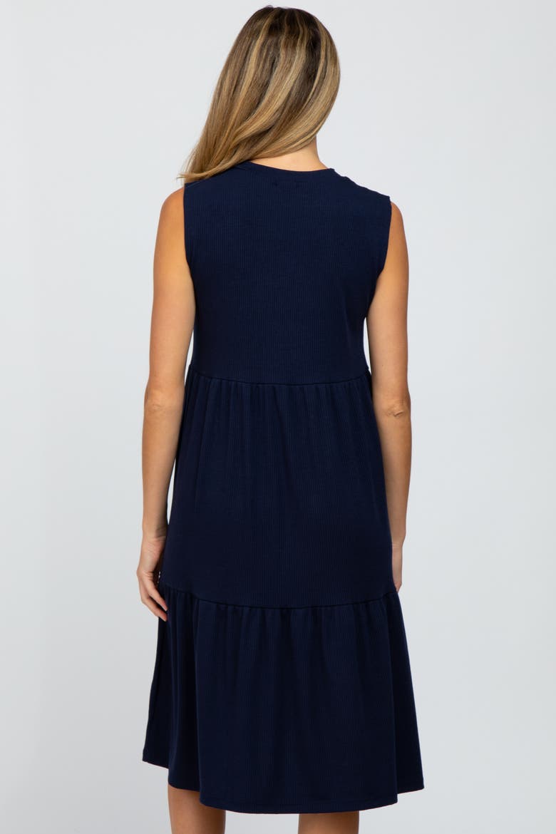 Ribbed Sleeveless Midi Dress, Alternate, color, Navy Blue