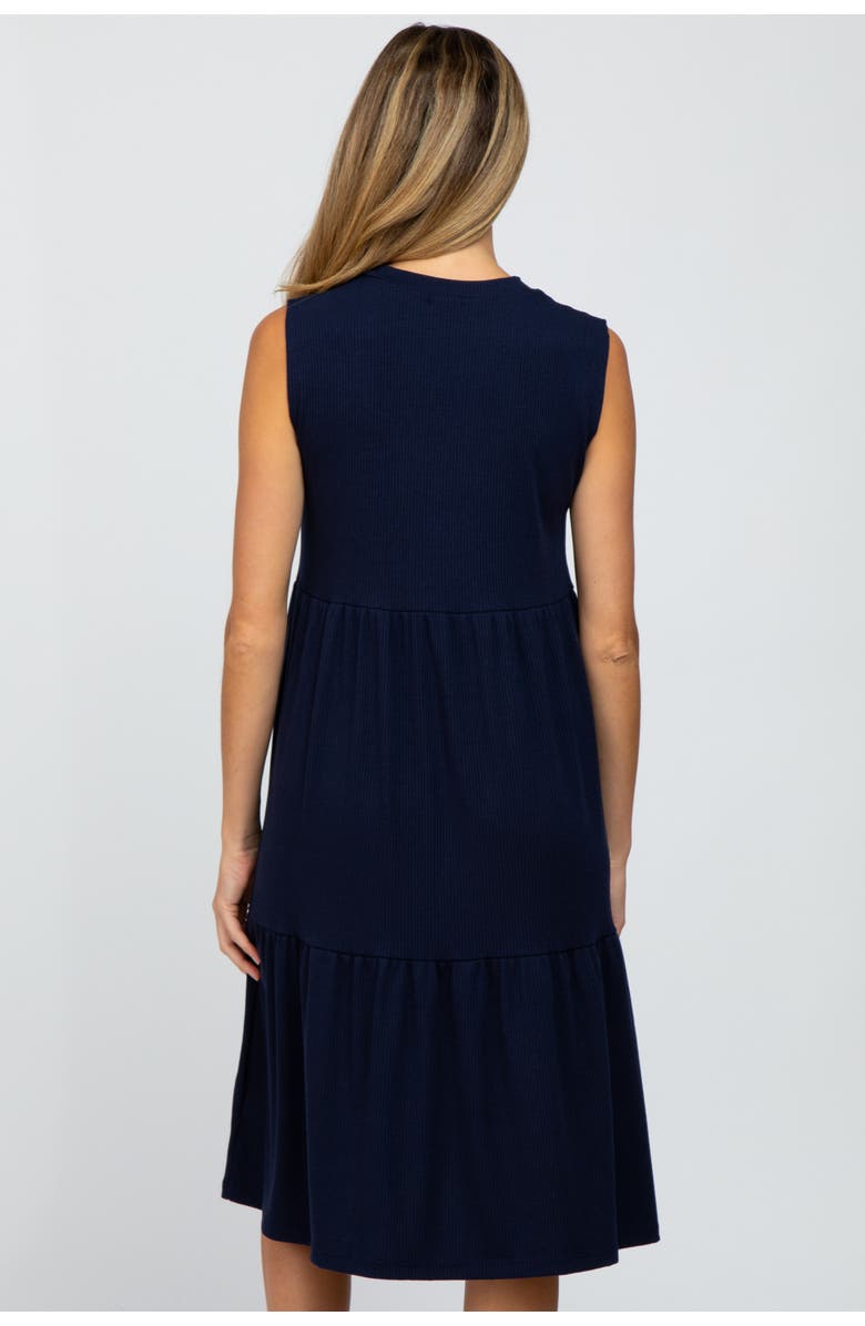 PinkBlush Ribbed Sleeveless Midi Dress, Alternate, color, Navy Blue