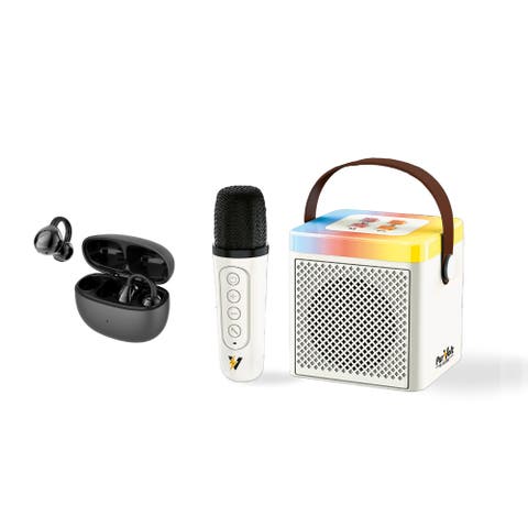 Ultimate Sound & Party Combo Portable Karaoke Set & True Wireless Stereo Earbuds