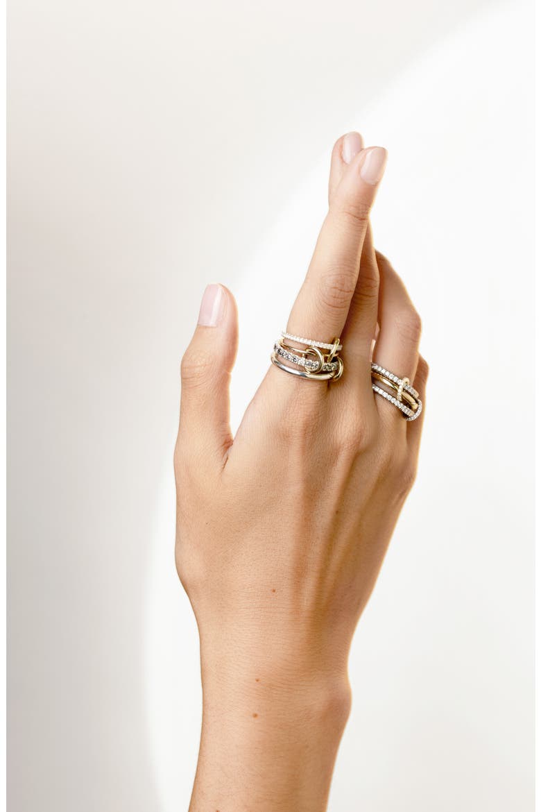 Arla Linked Diamond Rings, Alternate, color, SS/ YELLOW GOLD / DIAMOND