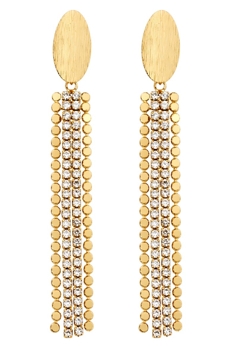 Crystal Fringe Drop Earrings, Main, color, GOLD