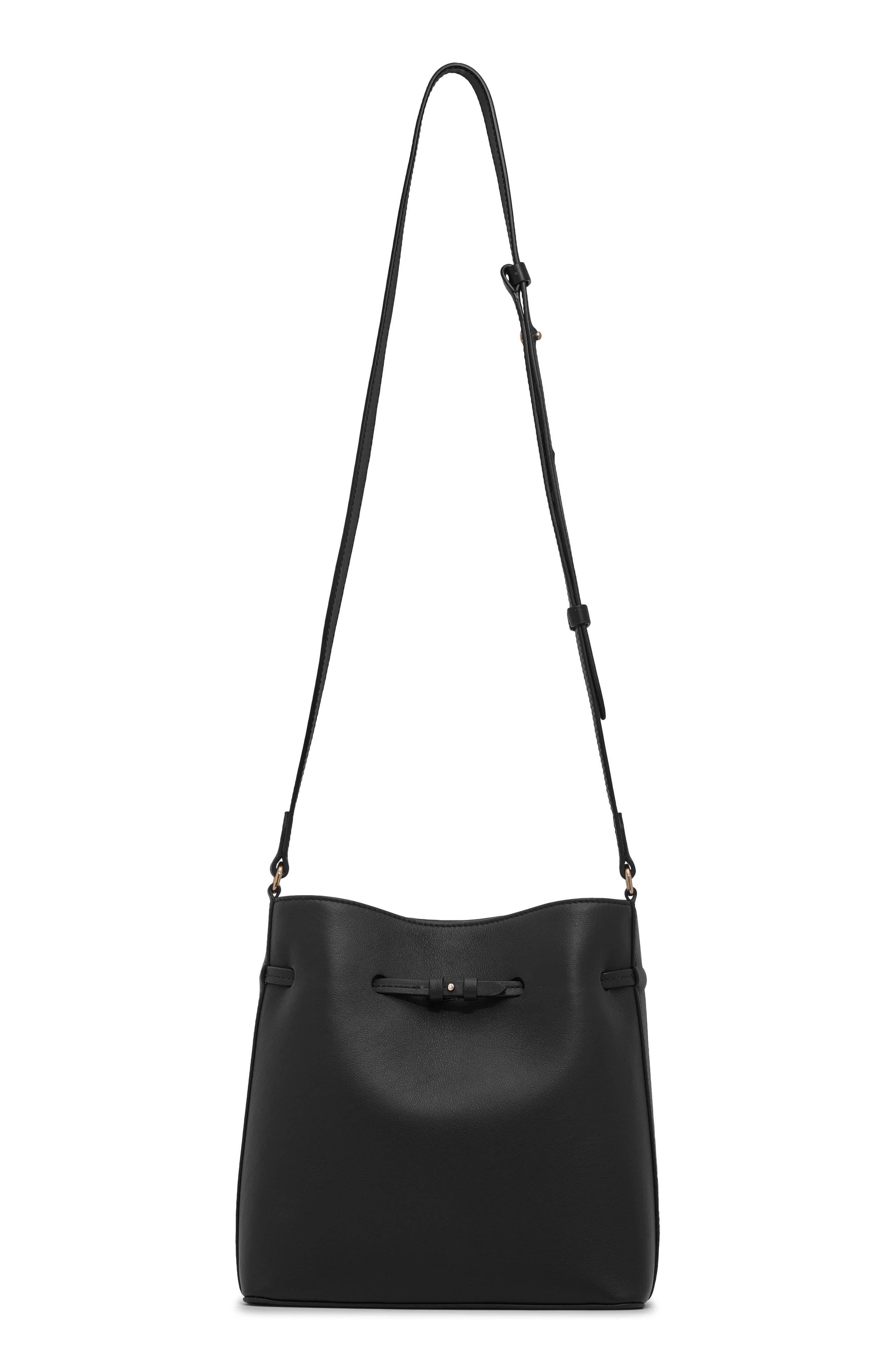 Corda Leather Bucket Bag, Alternate, color, BLACK