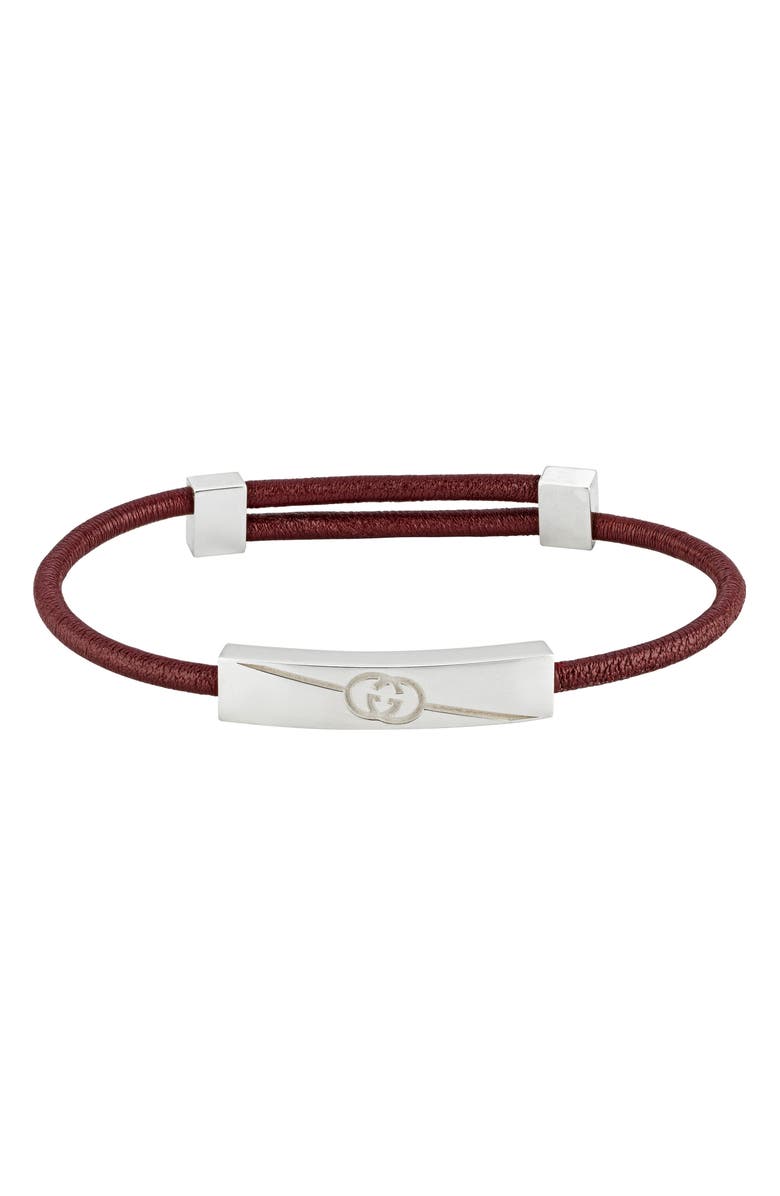 Gucci GG Tag Leather Bracelet, Main, color, 