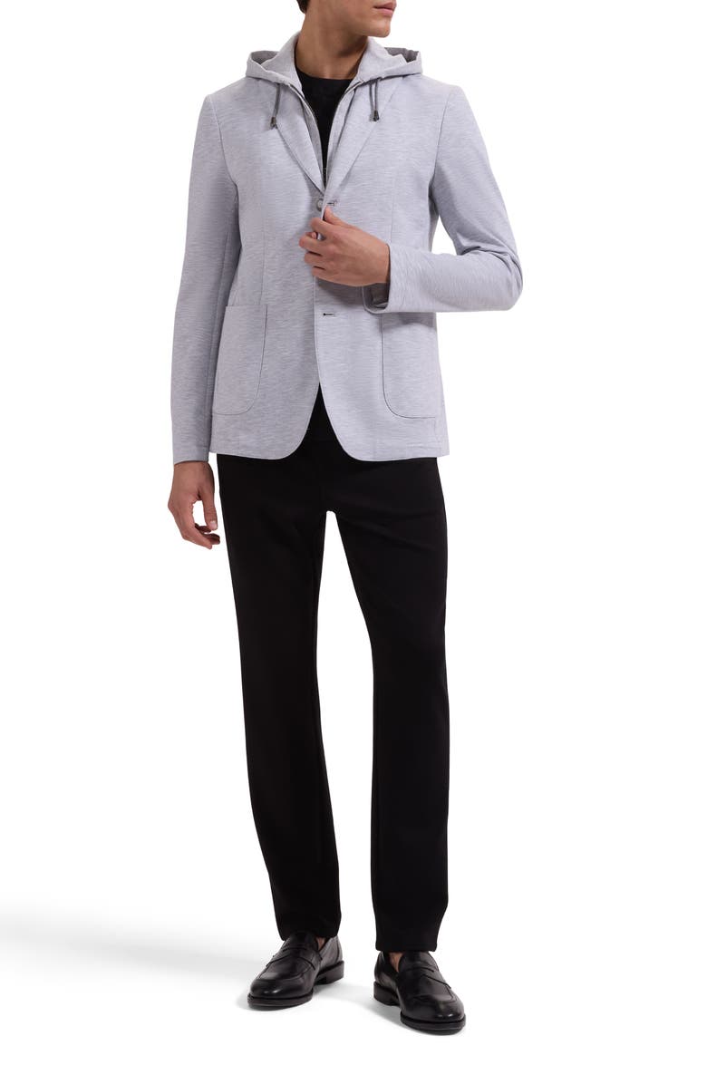 Bugatchi Cotton Mélange Piqué Blazer with Removable Hooded Bib, Alternate, color, Platinum