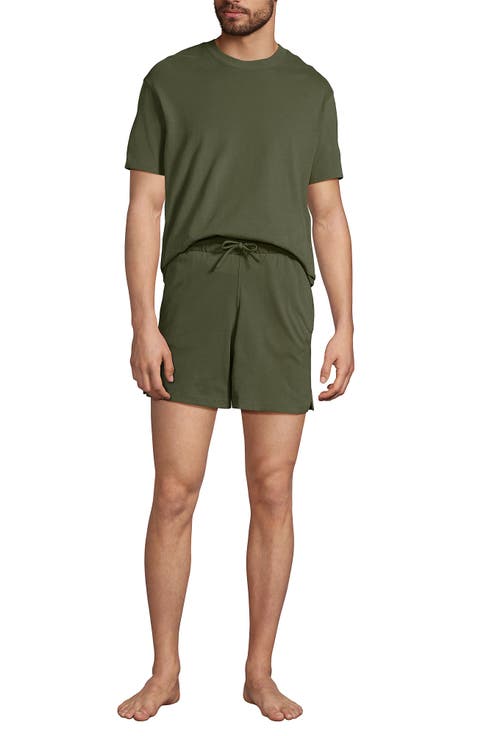 Short-Sleeved V-neck Full-Length Men Pajama Set