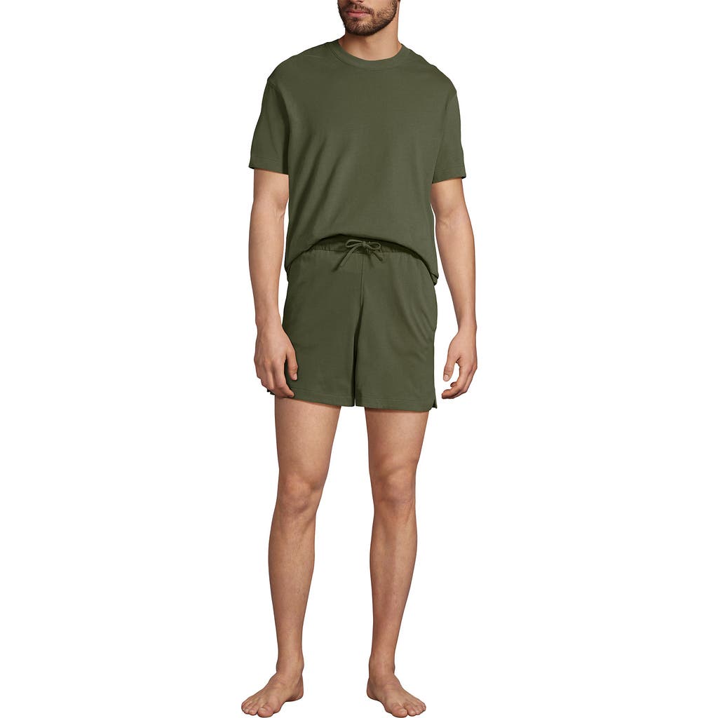 Lands' End Short Sleeve Knit Jersey Short Sleep Set In Green
