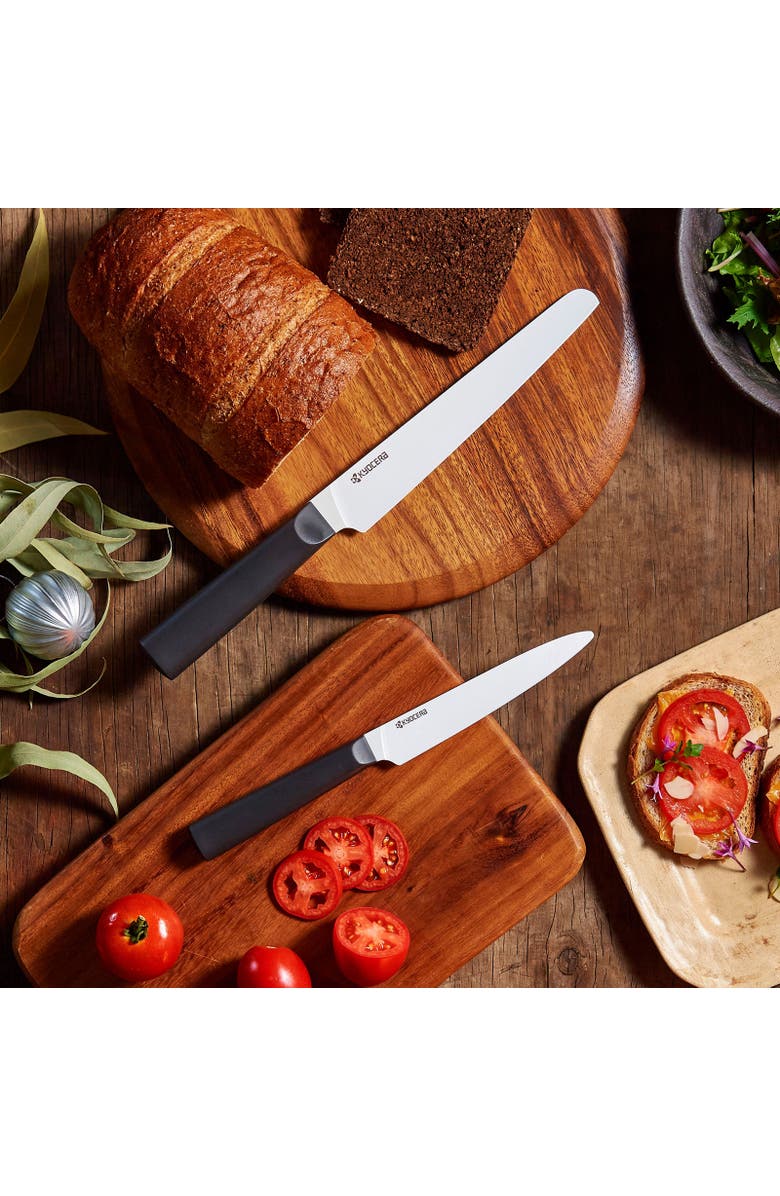 Kyocera INNOVATIONwhite<sup>®</sup> 7-Inch Ceramic Bread Knife, White Micro Serrated Blade with Non-Slip Black Handle, Alternate, color, White
