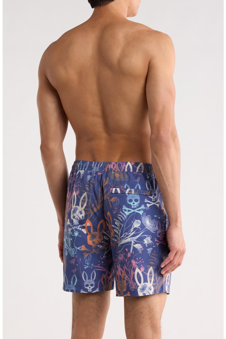 Santino Print Swim Shorts, Alternate, color, GRAY BLUE