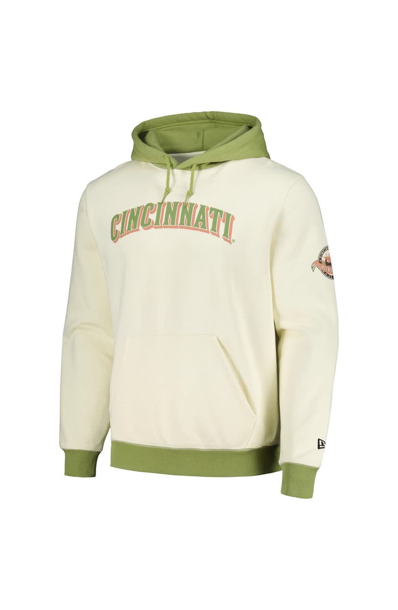New Era Men's New Era Cream/Green Cincinnati Reds Color Pop Pullover Hoodie, Alternate, color, Cream