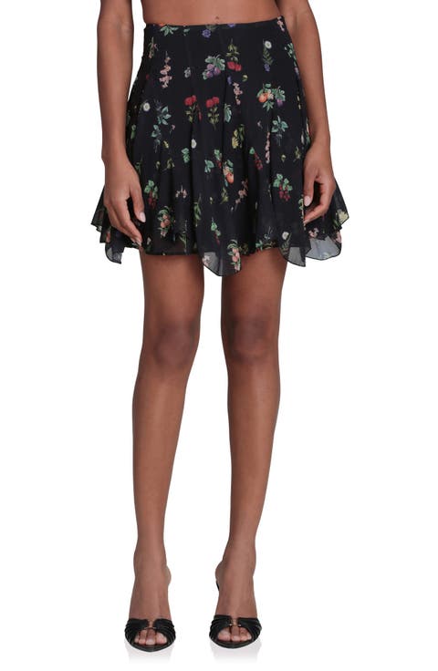 Floral Print Ruffle Miniskirt
