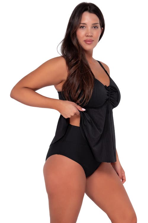 Sunsets Escape Marin Tankini In Black Seagrass Texture