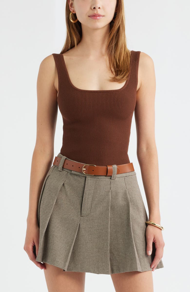 Open Edit Luxe Sculpt Rib Tank, Main, color, Brown Soil