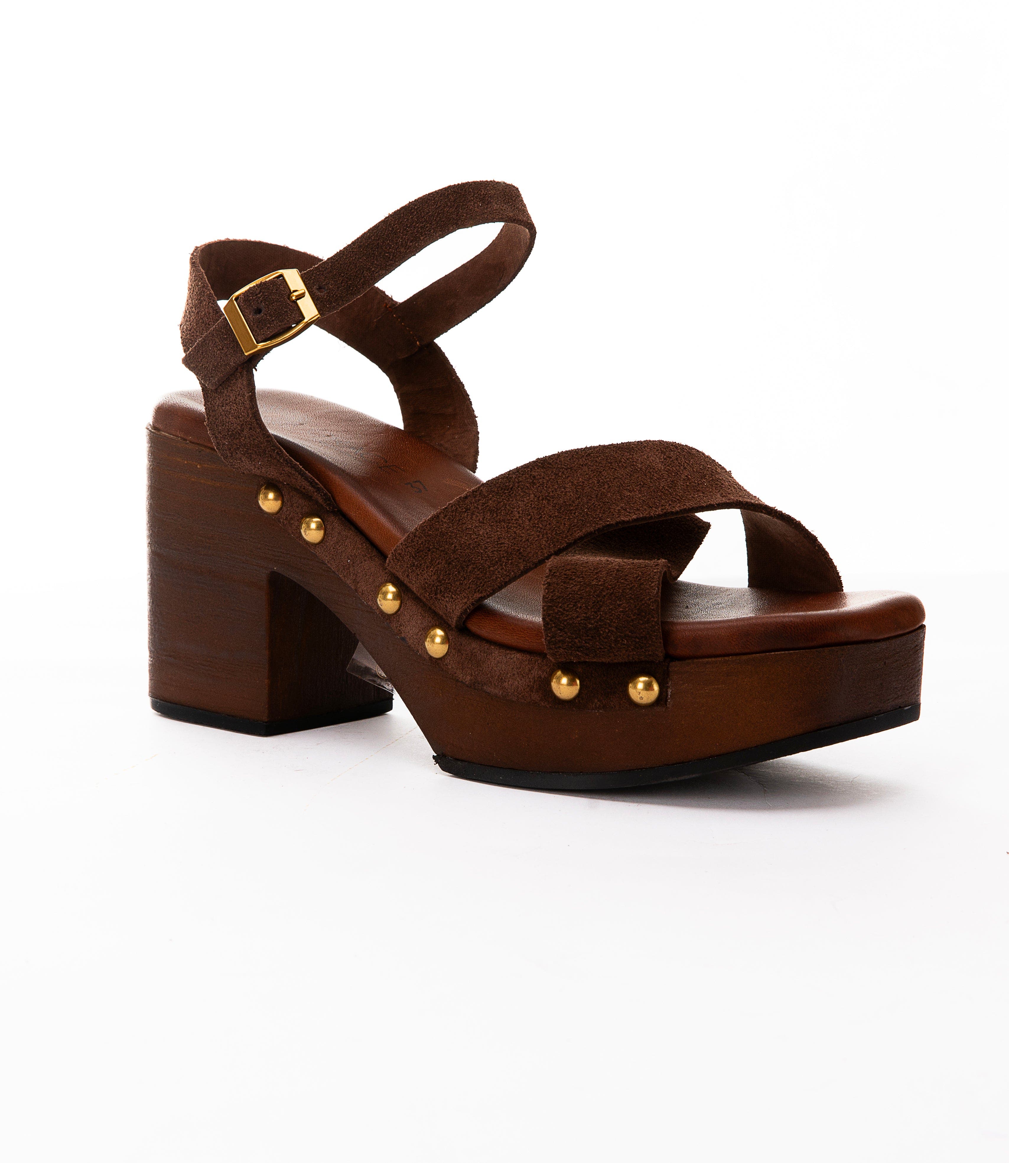 Grace Footwear Laurel Suede Ankle Strap Block Heel Sandal, Main, color, Brown