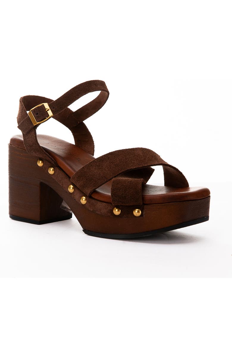 Grace Footwear Laurel Suede Ankle Strap Block Heel Sandal, Main, color, Brown