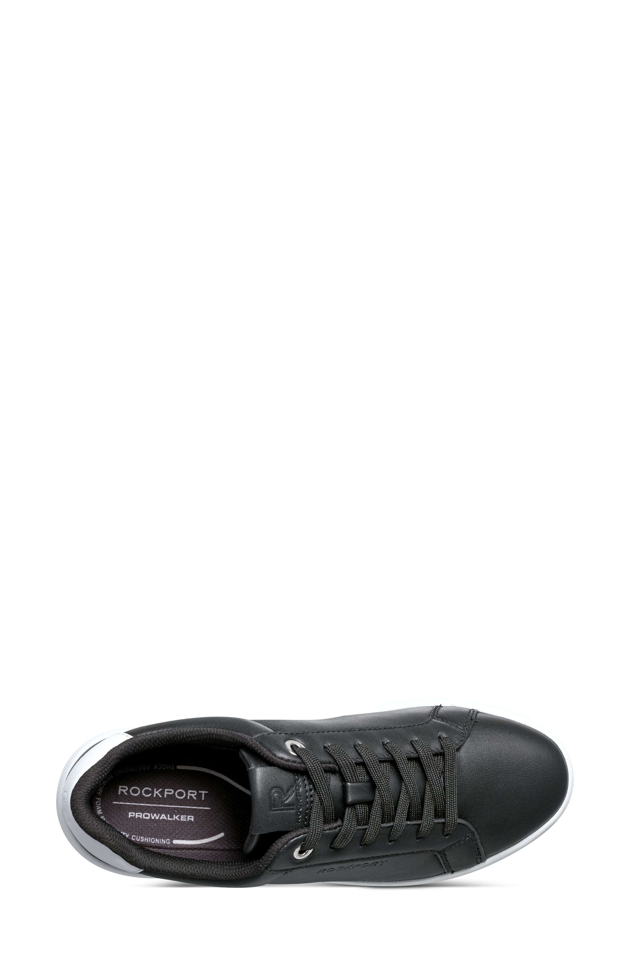 Rockport Elara Leather Sneaker, Alternate, color, Black