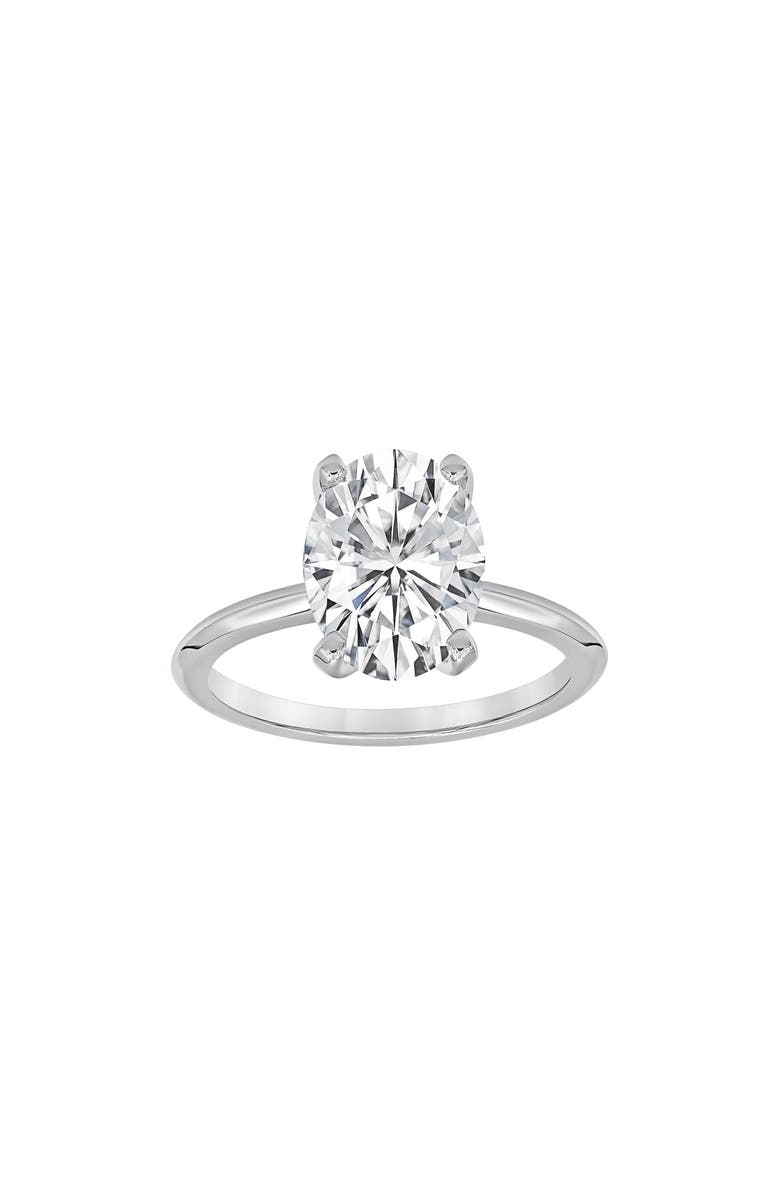 Badgley Mischka Collection 14K White Gold Near Colorless Lab Grown Oval Diamond Solitaire Ring, Main, color, 