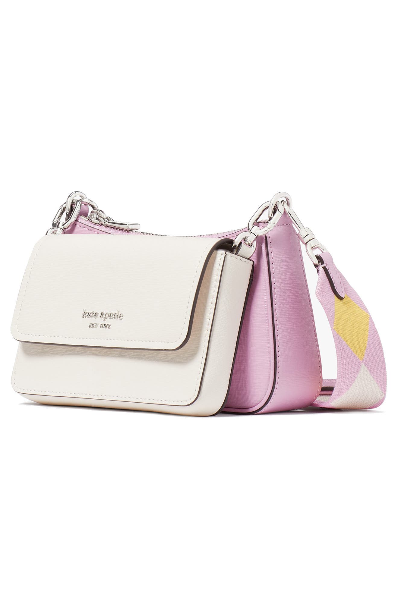 Kate Spade New York morgan double up colorblock saffiano leather crossbody bag, Alternate, color, Parchment Multi
