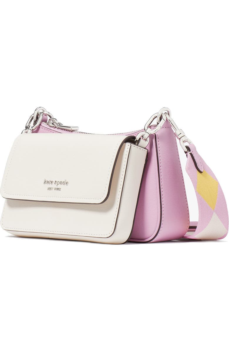 Kate Spade New York morgan double up colorblock saffiano leather crossbody bag, Alternate, color, Parchment Multi