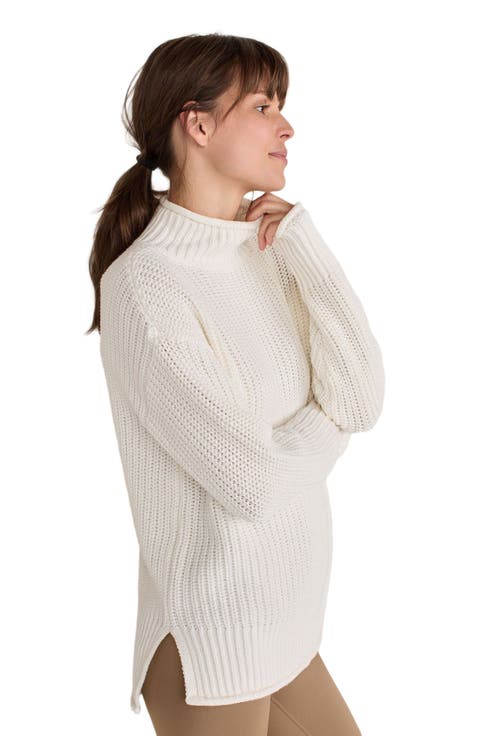 Organic Cotton Shaker Stitch Roll Neck Sweater