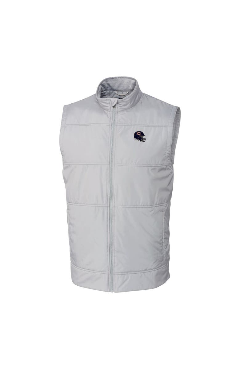 Cutter & Buck Men's Cutter & Buck  Silver Chicago Bears Helmet Stealth Hybrid Quilted Windbreaker Full-Zip Vest, Alternate, color, 