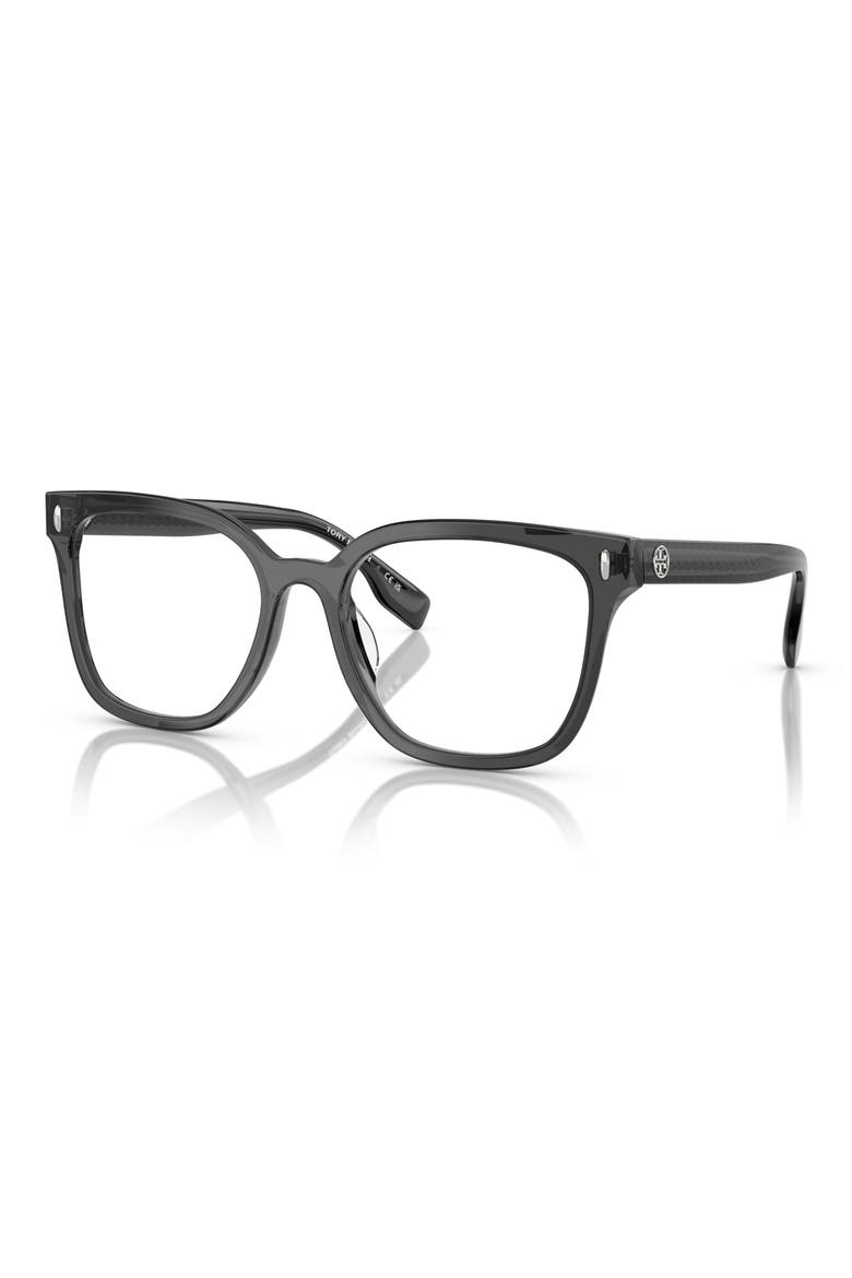 55mm Square Optical Glasses, Alternate, color, SHINY BLACK