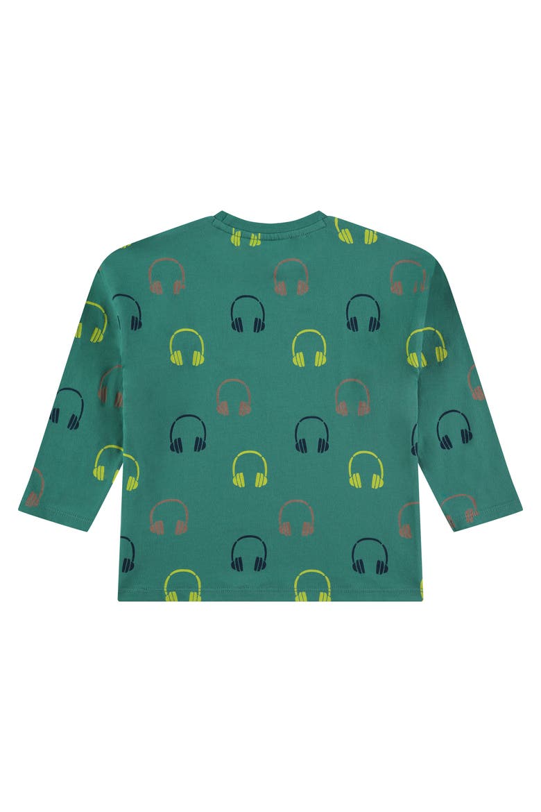 Allover Headphones Crewneck Long Sleeve T-Shirt, Alternate, color, Smaragd