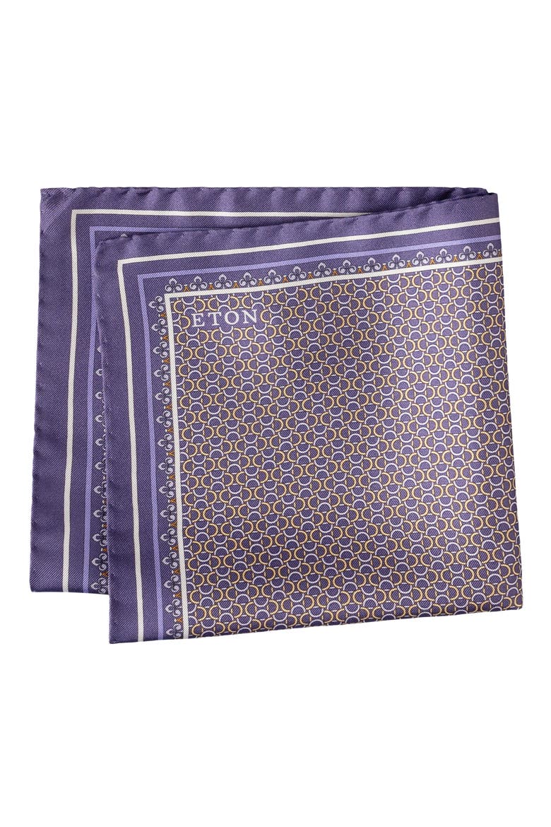 Geometric Silk Twill Pocket Square, Main, color, MEDIUM PURPLE